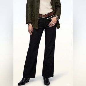 Western Style Mid Rise Black & Silver Studded Wide-Leg Jeans Size 13